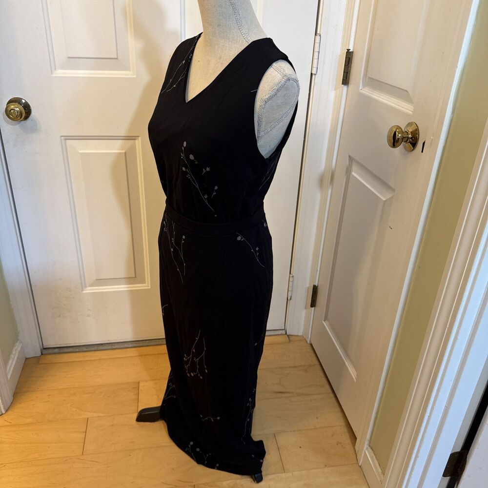 BLACK TWO PIECE Valerie Stevens Petites Black Print Rayon Blend Skirt Set Size L